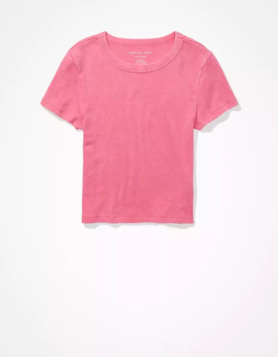 T Shirts American Eagle AE Hey Baby Tee Rose Clair Femme | DFC-89159677